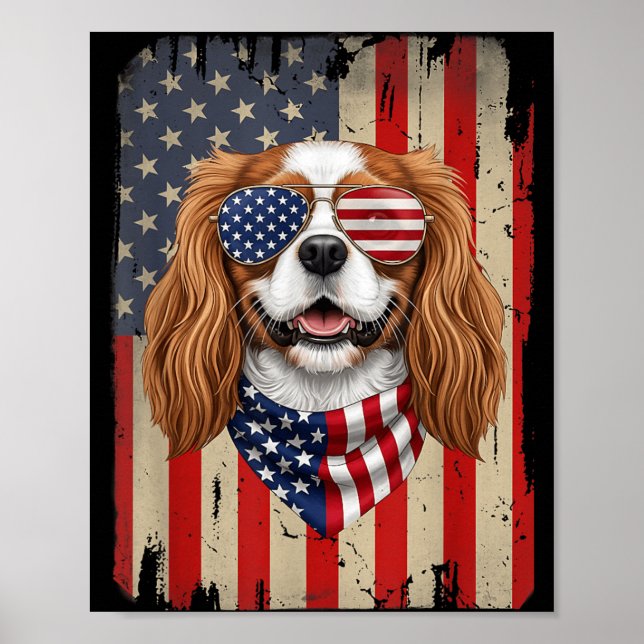 Poster Cachorro Spaniel Cavalier King Charles de 4 de Jul (Frente)