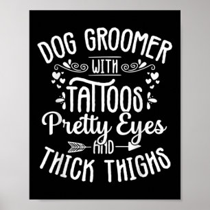 Poster Cachorro Tatuagens Olhos Bonito Pet Almoçando Pupp