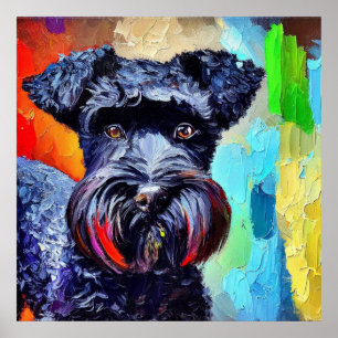 Poster Cachorro Terrier Russo Negro