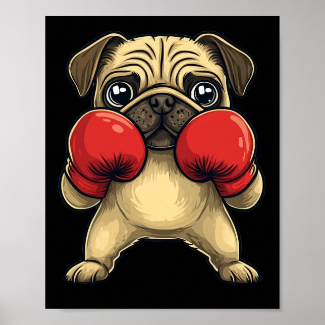 Poster Cachorro Vestido Como Um Boxer Engraçado (Frente)