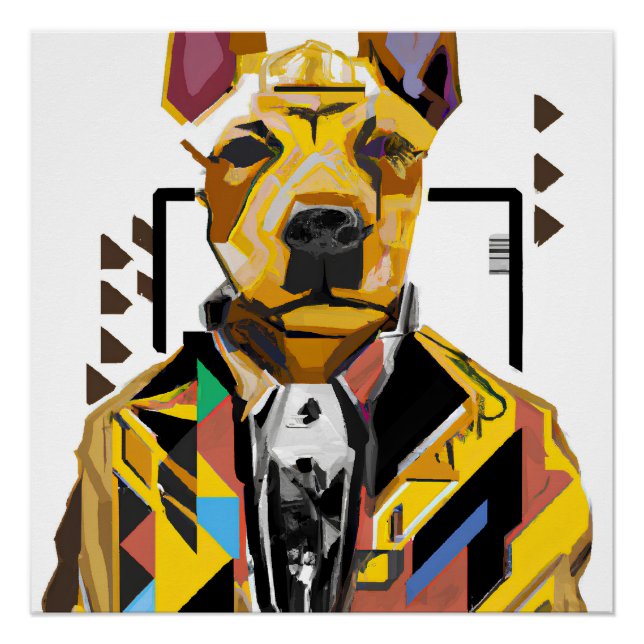 Póster Cachorro Vestindo um Terno: Arte Digital (Frente)