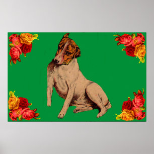 Poster Cachorro vitoriano e flores