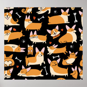 Poster Cachorros Corgi, Lindo Fundo.