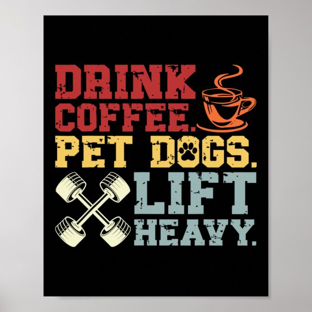 Poster Cachorros De Café Levantando Pesos (Frente)