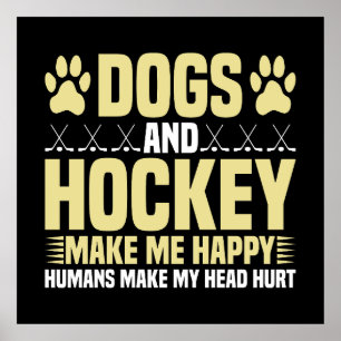Poster Cachorros e Hockey Me Fazem Feliz