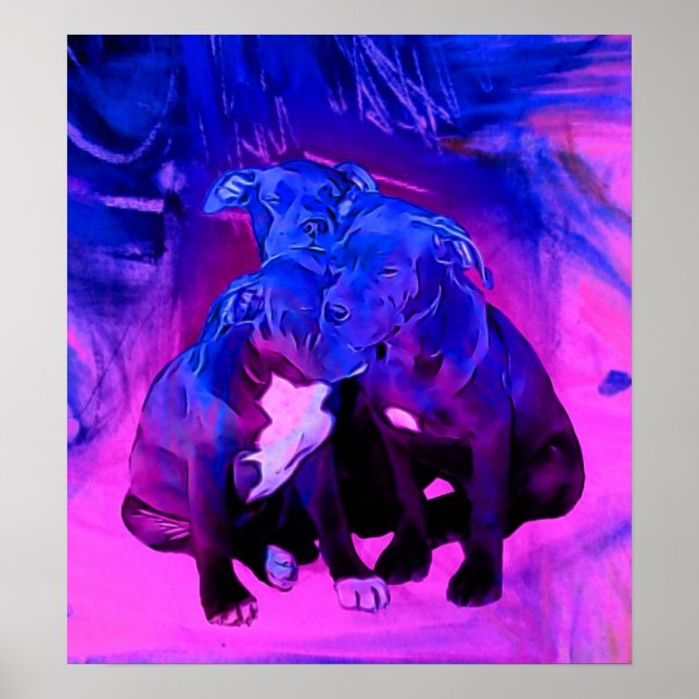 Póster Cachorros, Fé, Esperança, E Caridade De Pit Bull A (Frente)