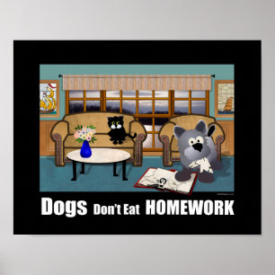 Póster Cachorros Não Comem dever de casa