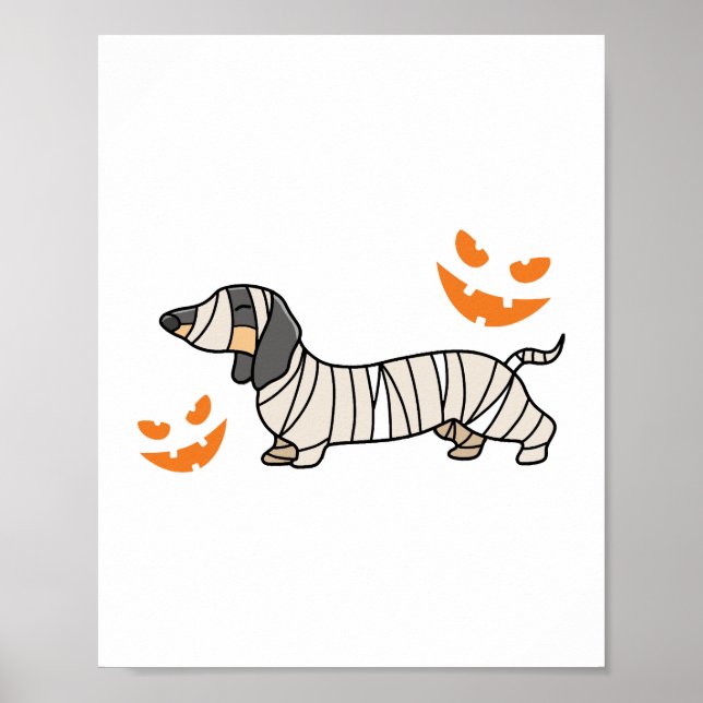 Poster Cachshund Dog Halloween Candy Corn Full Moon (Frente)