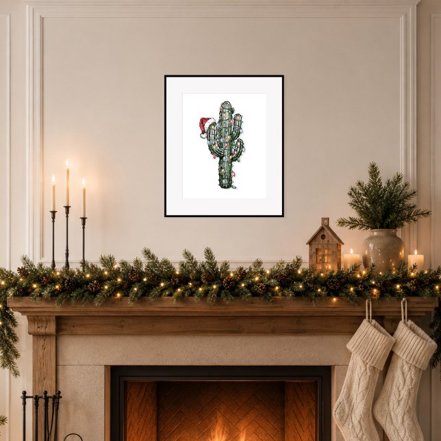 Poster Cacto de Natal com Luzes (Bring quiet holiday charm to your home.)