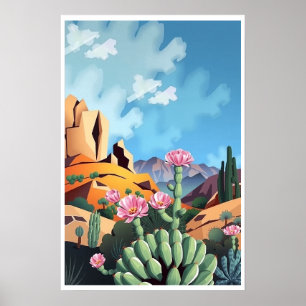 Poster Cacto do Deserto das Montanhas do Colorado Abstrat