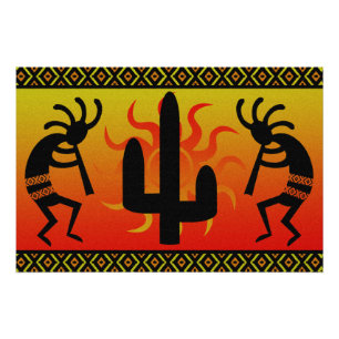 Póster Cacto Kokopelli de Sun do deserto do sudoeste