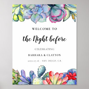 Poster Cacto suculento Bem-vindo à noite anterior