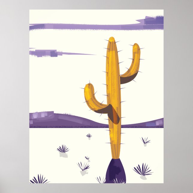 Póster Cacto Vintage no deserto (Frente)