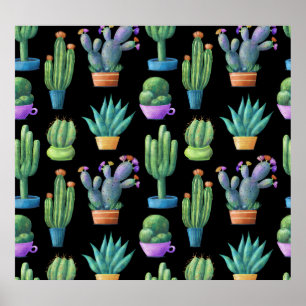 Poster Cactos coloridos: Design Whimsical Seamless.