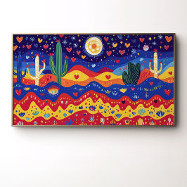 Poster Cactos, Corações e Estrelas ao Luar