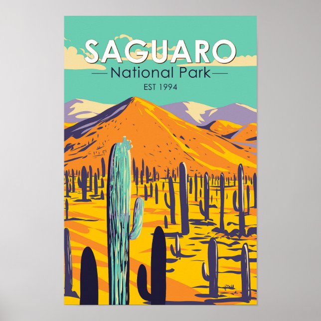 Poster Cactos do Parque Nacional Saguaro na Primavera Vin (Frente)
