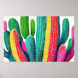 Poster Cactos em cores vibrantes
