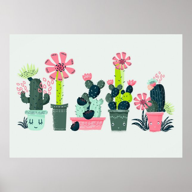 Poster Cactos Em Verde (Frente)