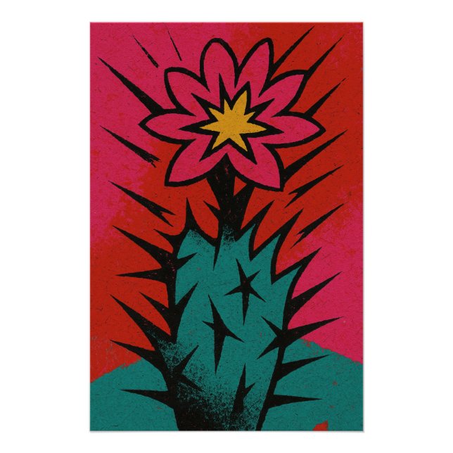 Póster Cactus avec fleur éclatante (Frente)