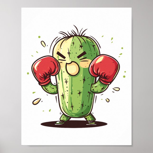 Poster Cactus Boxer Divertido Humorístico Ly Soco  (Frente)