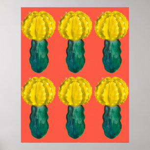 Poster Cactus, Cactus Lua, Laranja Verde Amarelo