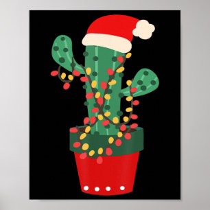 Poster Cactus Christmas Tree Lights Succult Lover Plant