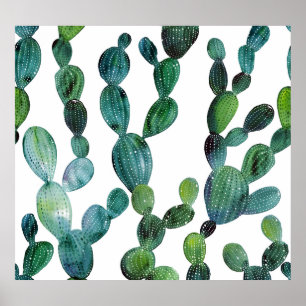 Poster Cactus Craze: Tendência da Aquarela Tropical