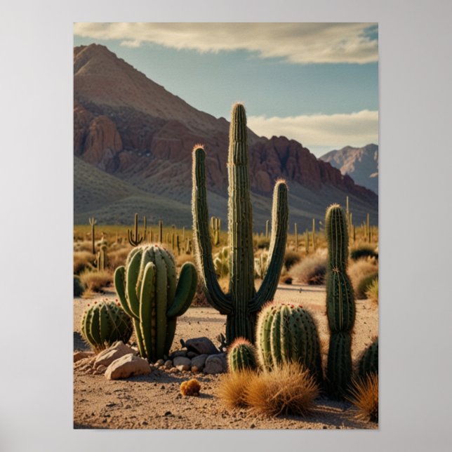 Poster CACTUS de Aquarela Elegante (Frente)