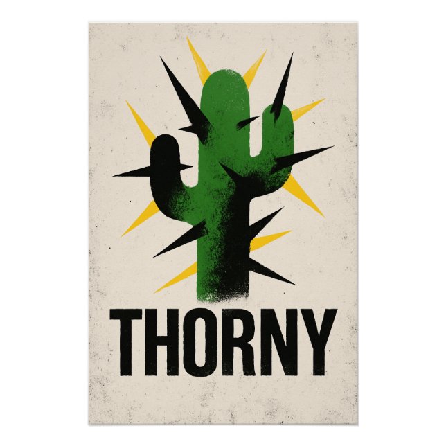 Póster Cactus Écorché et Typo Audacieuse (Frente)