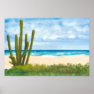 Poster Cactus em Caribe, Arashi Beach, Aruba