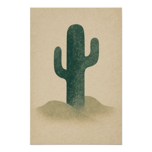 Póster Cactus en pierre sur fond beige (Frente)