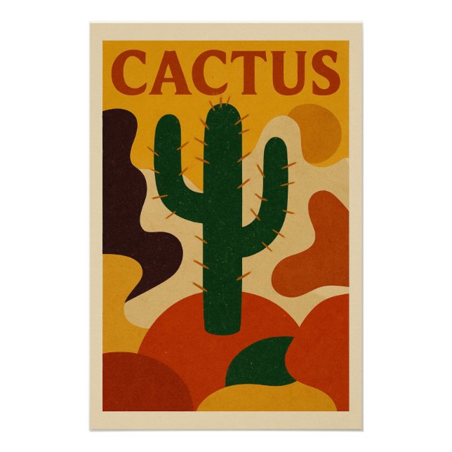 Póster CACTUS – L’élégance minérale du désert stylisé (Frente)