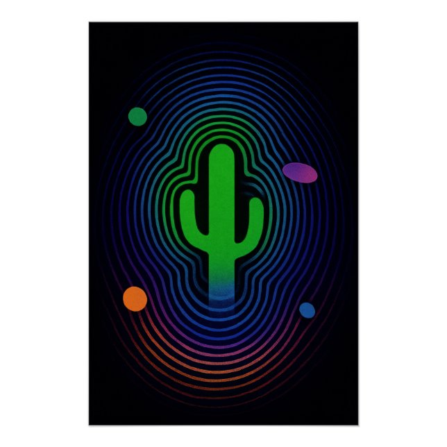 Póster Cactus psychédélique en couleurs vives (Frente)