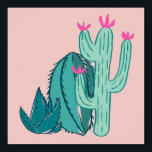 Poster Cactus Rosa e Verde<br><div class="desc">Estes cactos foram desenhados à mão e coloridos digitalmente. Usei bonito cores verdes e rosa.</div>