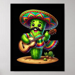 Poster Cactus Sombrero Guitar Cinco De Mayo Meninos Homen