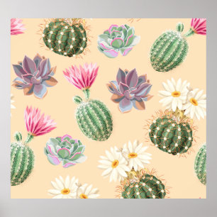 Poster Cactus Suculente: Padrão de Alto Detalhe
