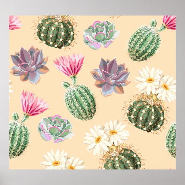 Poster Cactus Suculente: Padrão de Alto Detalhe (Frente)
