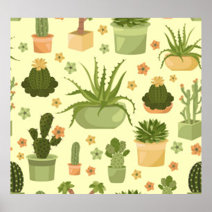 Poster Cactus, suculentos: padrão de plantas domésticas v