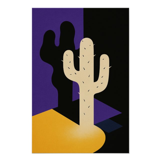 Póster Cactus sur fond géométrique moderne (Frente)