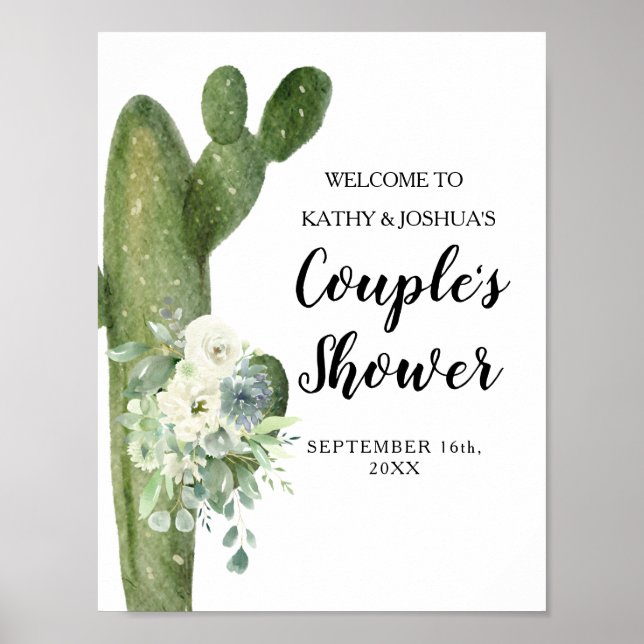 Poster Cactus Taco 'bout Love Casal Chuveiro Bem-vindo (Frente)