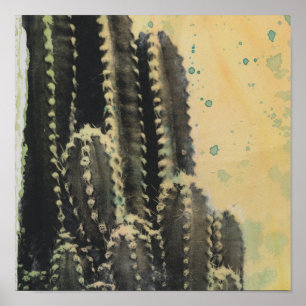 Póster Cactus Verde com Fundo Amarelo