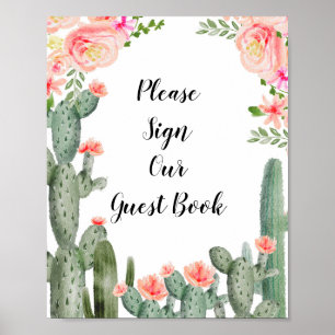 Poster Cactus Verde, Por Favor, Assine O Nosso Livro De C
