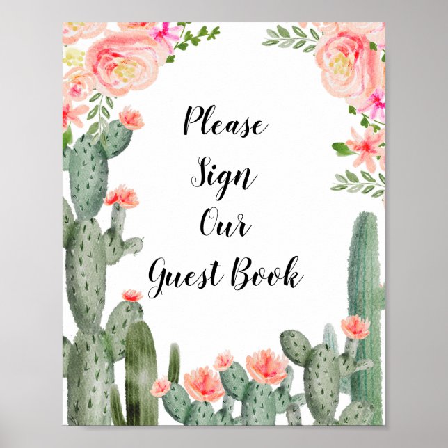 Poster Cactus Verde, Por Favor, Assine O Nosso Livro De C (Frente)