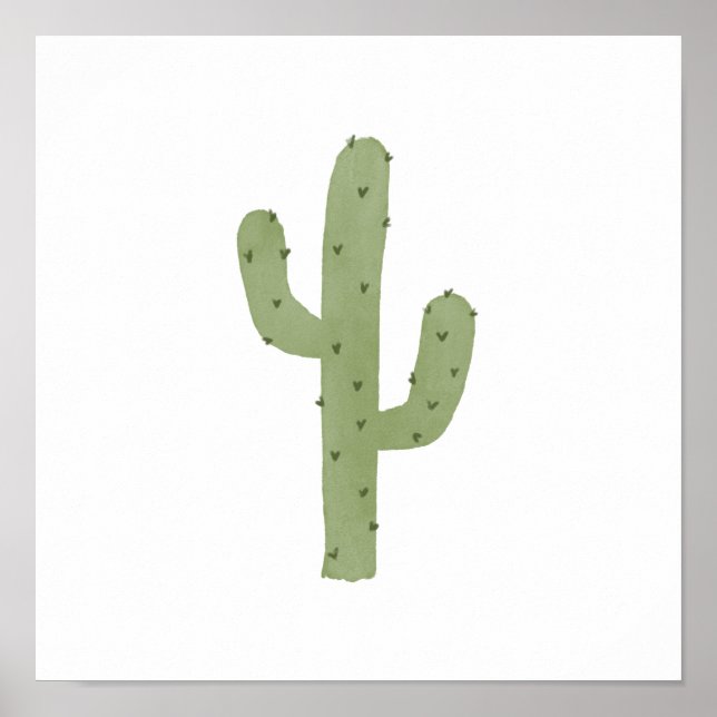 Poster Cactus Verde Simples Boho (Frente)