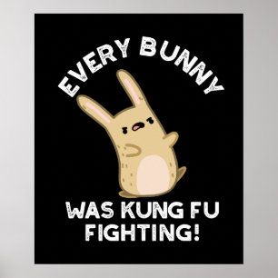 Poster Cada Coelhinha Kung Fu Lutando Coelho Pun Dark BG