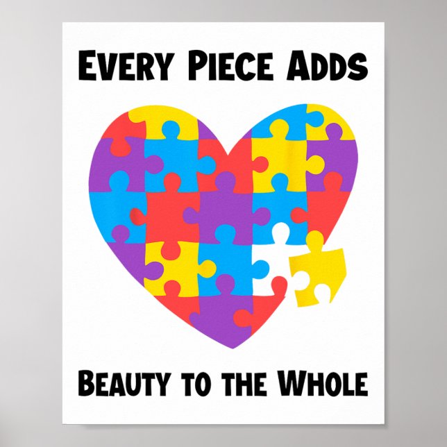 Poster Cada Peça Adiciona Beleza A Todo O Apoio Autismo (Frente)
