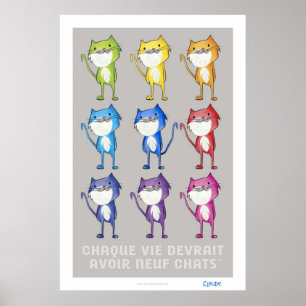 Póster Cada vida deve ter nove gatos