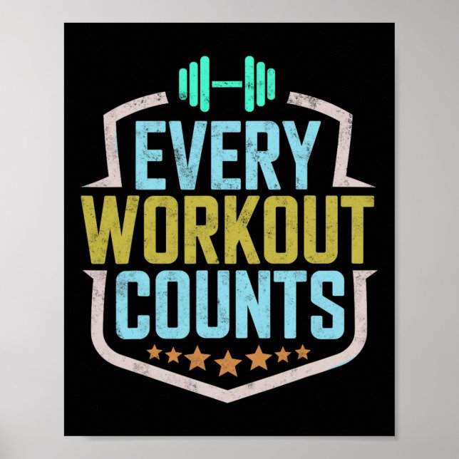 Poster Cada Workout Conta Engraçada Ditos De Gym Motivado (Frente)