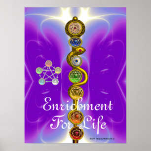 POSTER CÁDCEO DE ASCLEPIUS 7 CHAKRAS, YOGA, ENERGIA ESPIR
