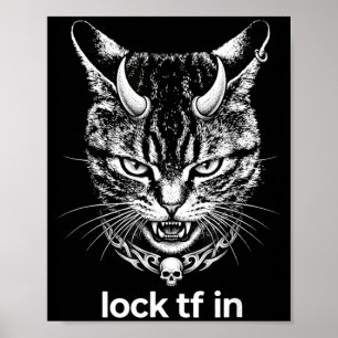 Poster Cadeado engraçado tf em gato gráfico motivacional